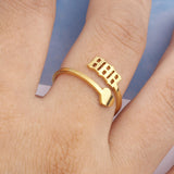 Gold Stainless Steel Angel Number 000 111 222 333 888 Heart Adjustable Ring