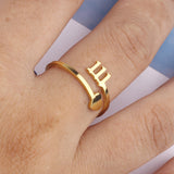 Gold Stainless Steel Angel Number 000 111 222 333 888 Heart Adjustable Ring