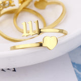 Gold Stainless Steel Angel Number 000 111 222 333 888 Heart Adjustable Ring